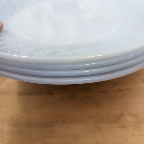 Fire King Azurite Swirl Blue Delphite 9" Dinner Plates USA Set 4 MCM - Picture 3 of 9